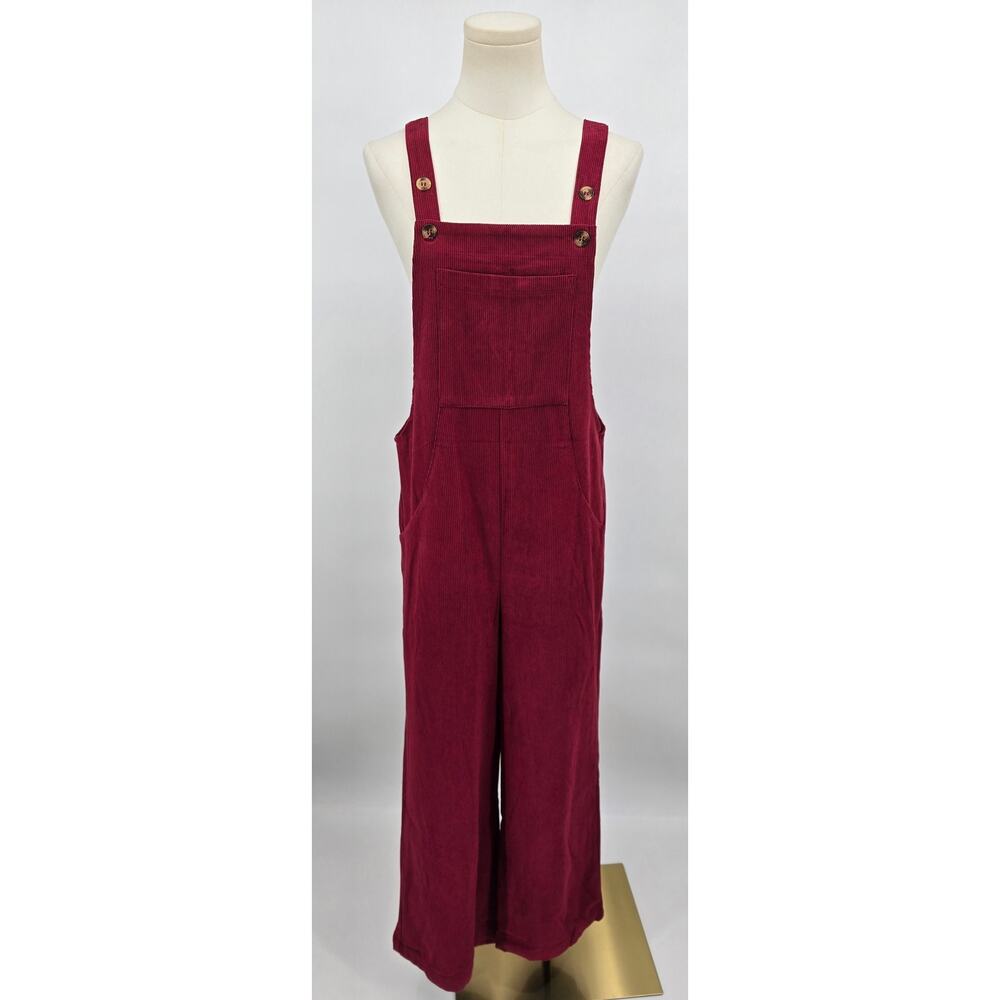 Cherry/Carmine Red Corduroy Adjustable Lightweight Overalls‎